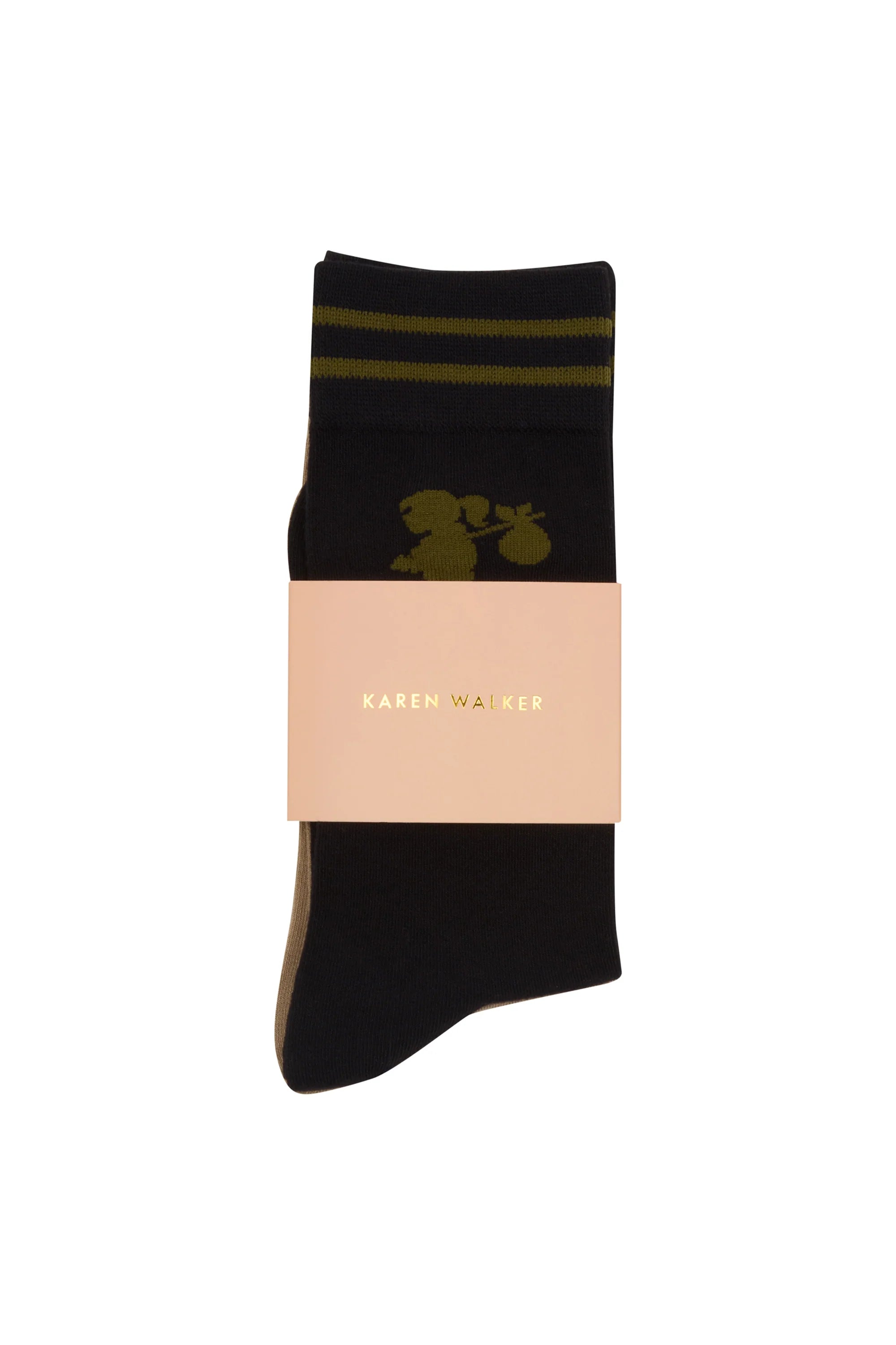 KAREN WALKER // Runaway Girl 2Pack Socks BLACK/SESAME