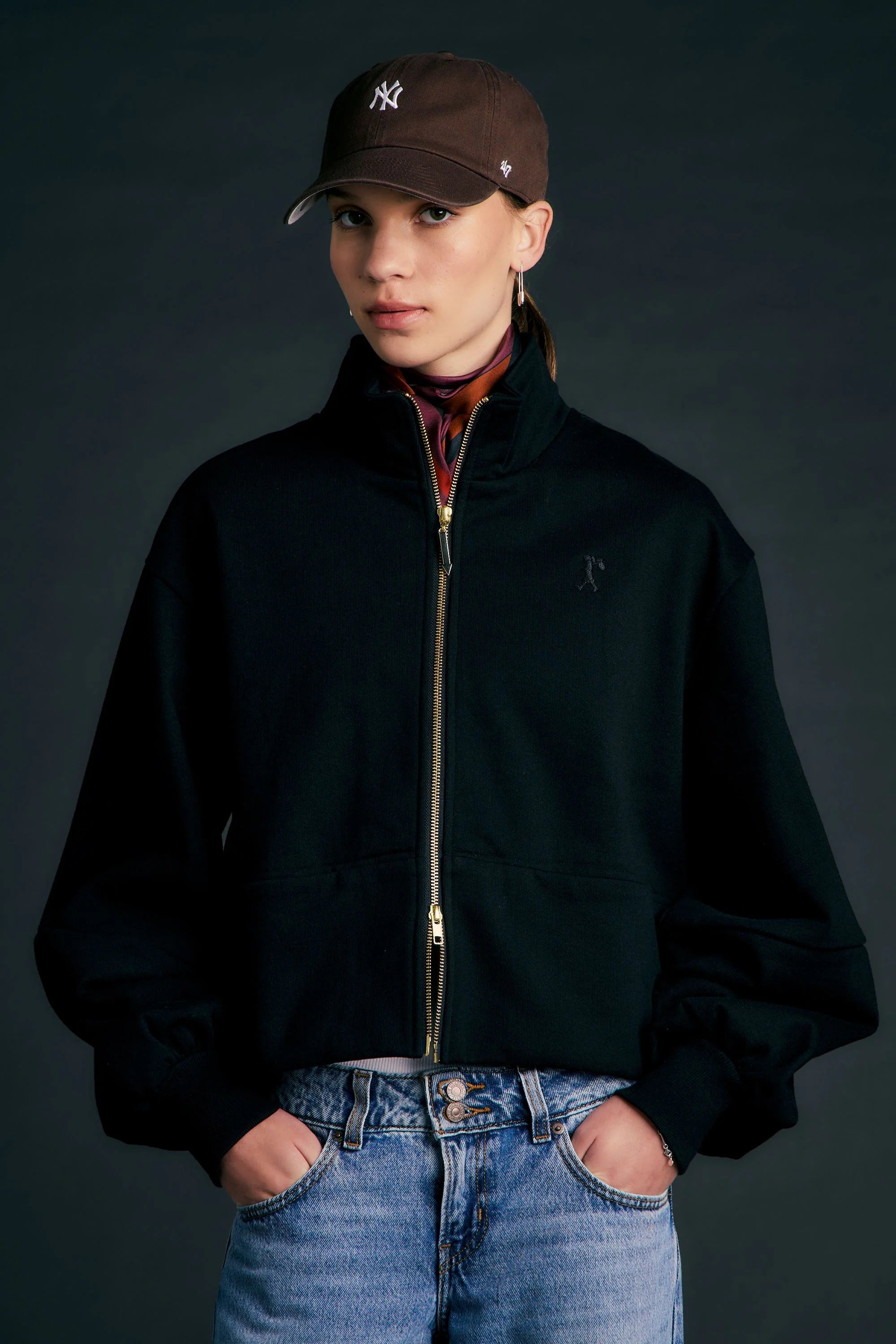 Runaway Zip Front Sweatshirt BLACK