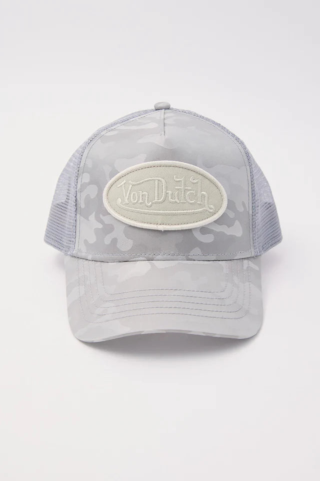 VON DUTCH // Unisex Trucker Hat TAUPE SATIN CAMO