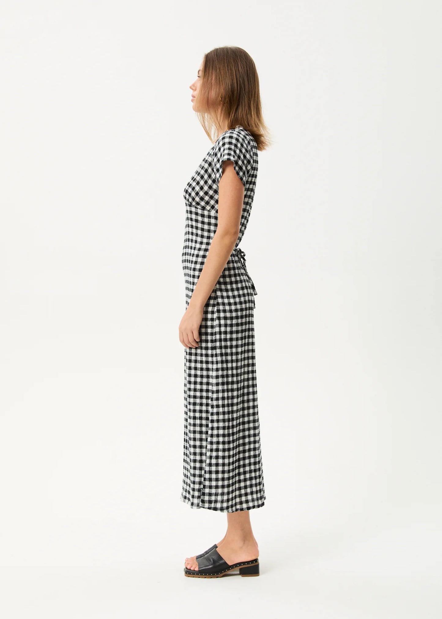AFENDS // Rowan Seersucker Maxi Dress CHECK BLACK/WHITE