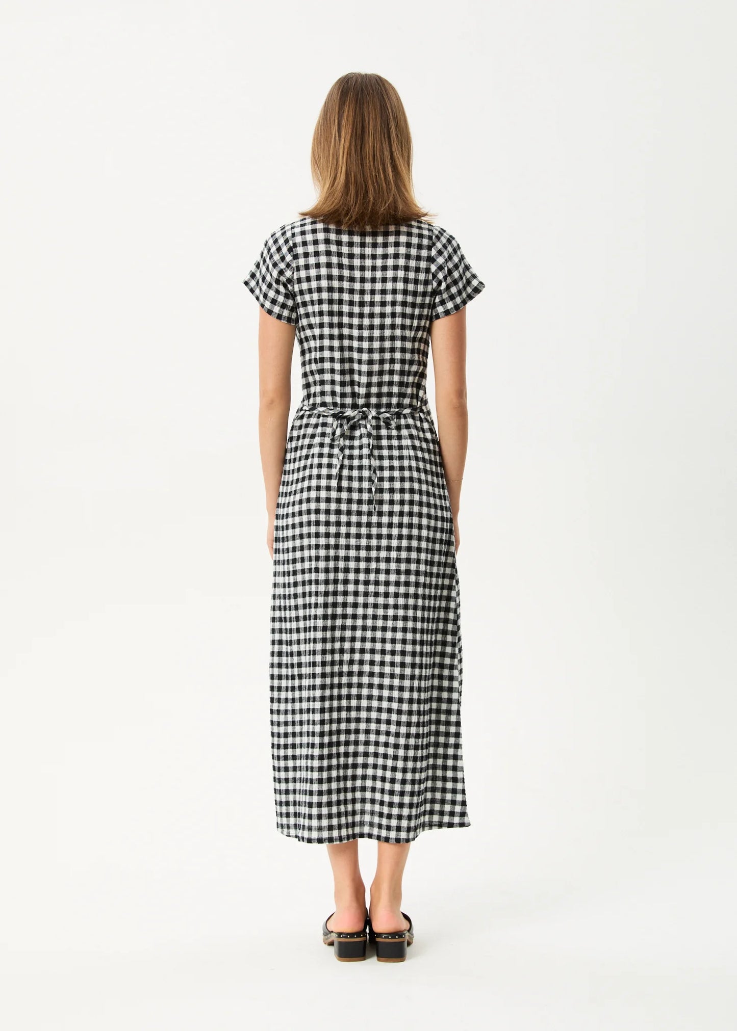 AFENDS // Rowan Seersucker Maxi Dress CHECK BLACK/WHITE