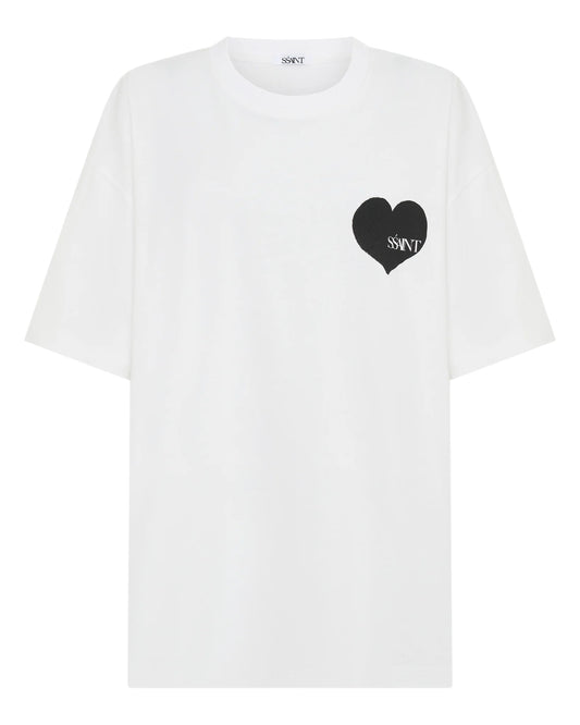 SSAINT // Heart Tee OS WHITE/BLACK