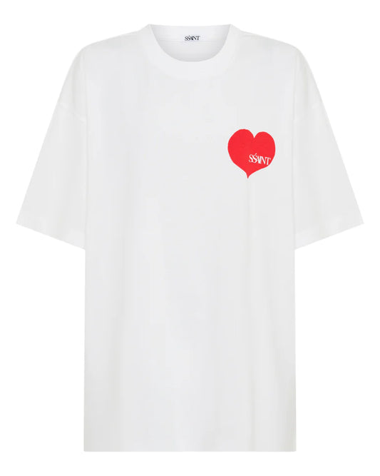 SSAINT // Heart Tee OS WHITE/RED