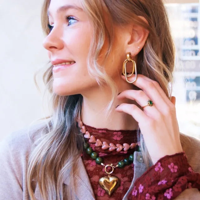 Beaded Heart Necklace SALMON