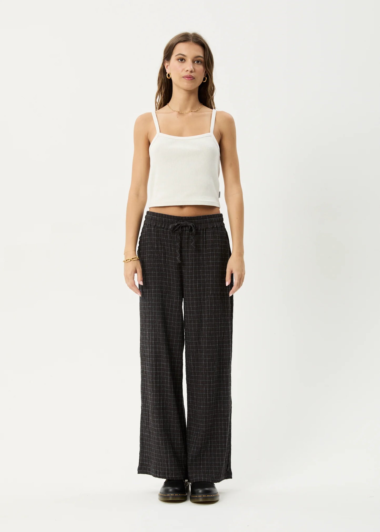 AFENDS // Dusk Seersucker Pant BLACK CHECK