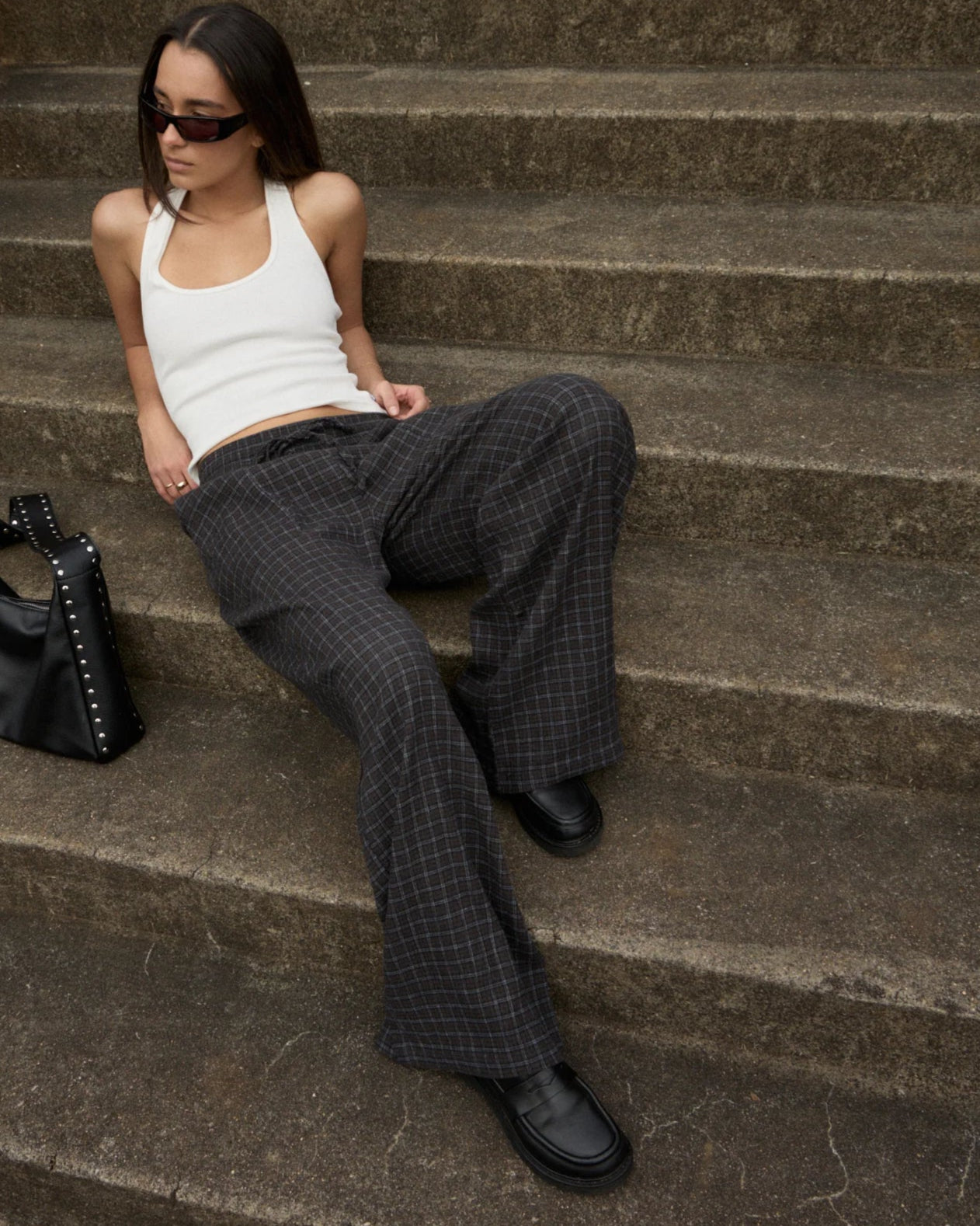 AFENDS // Dusk Seersucker Pant BLACK CHECK