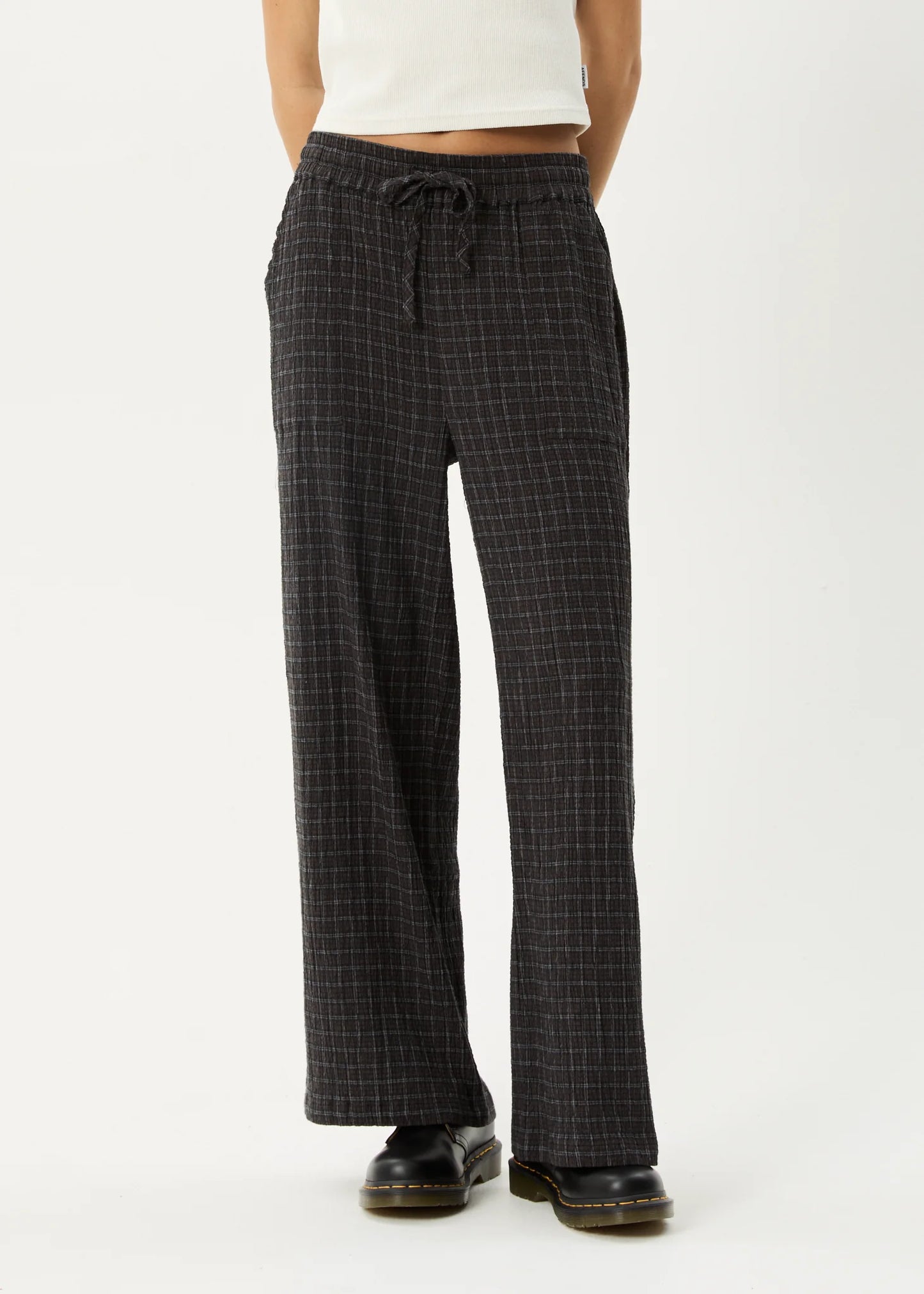 AFENDS // Dusk Seersucker Pant BLACK CHECK