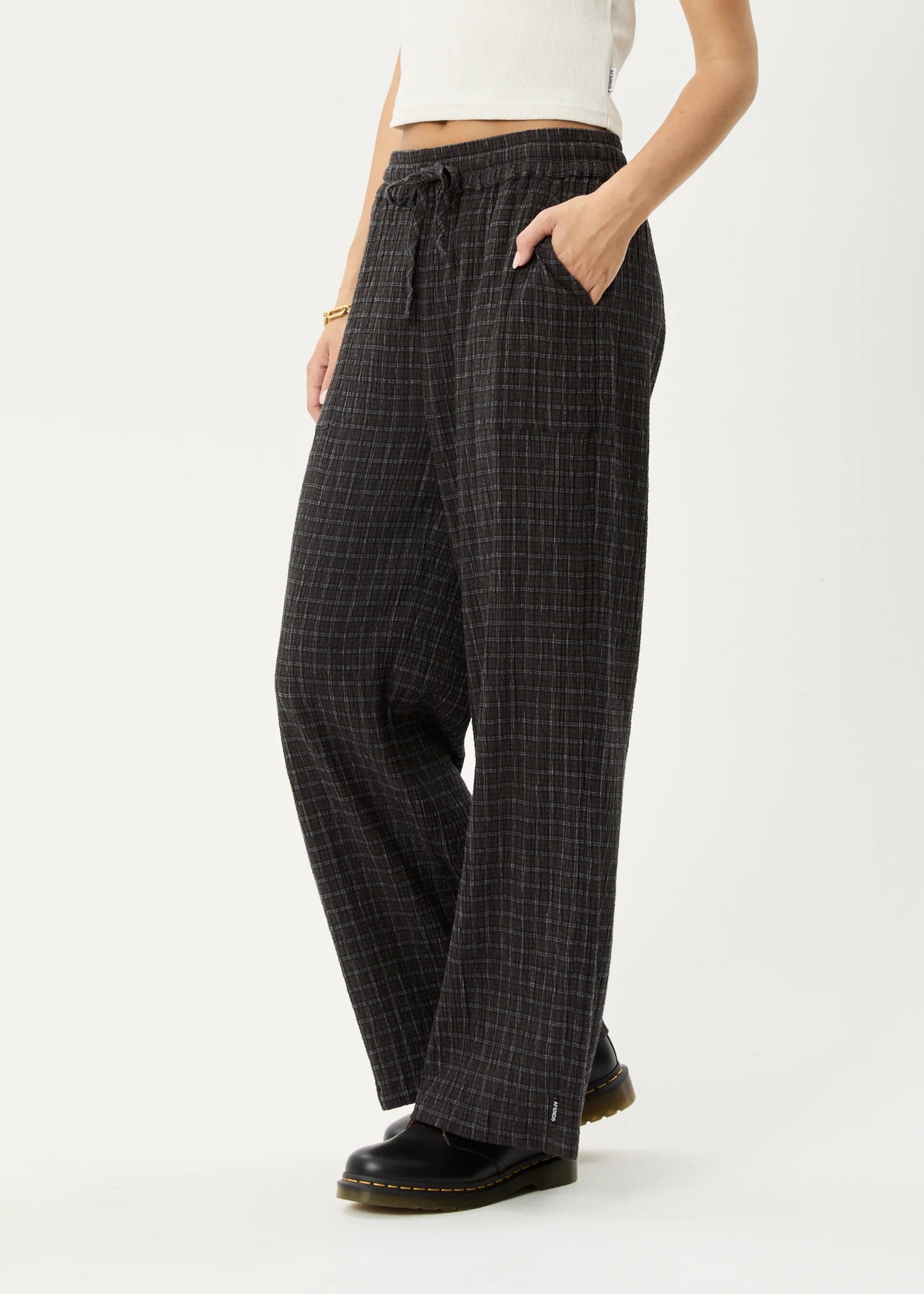 AFENDS // Dusk Seersucker Pant BLACK CHECK