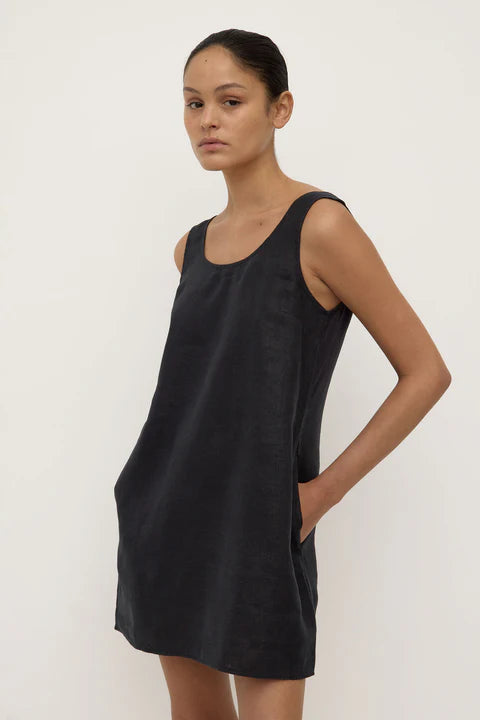 ASSEMBLY LABEL // Selma Linen Mini Dress BLACK