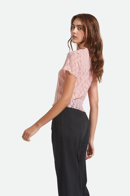BRIXTON // Sheer Slim Lace Top MELLOW ROSE