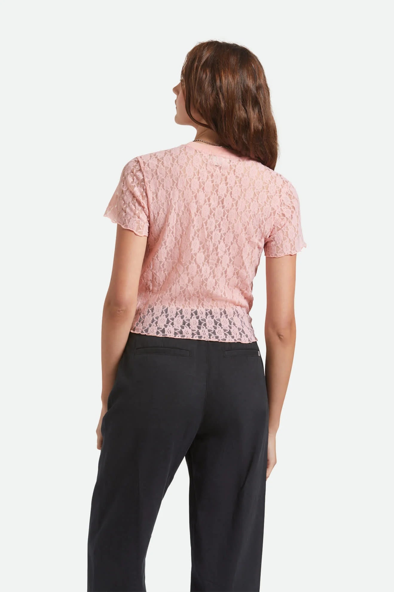 BRIXTON // Sheer Slim Lace Top MELLOW ROSE