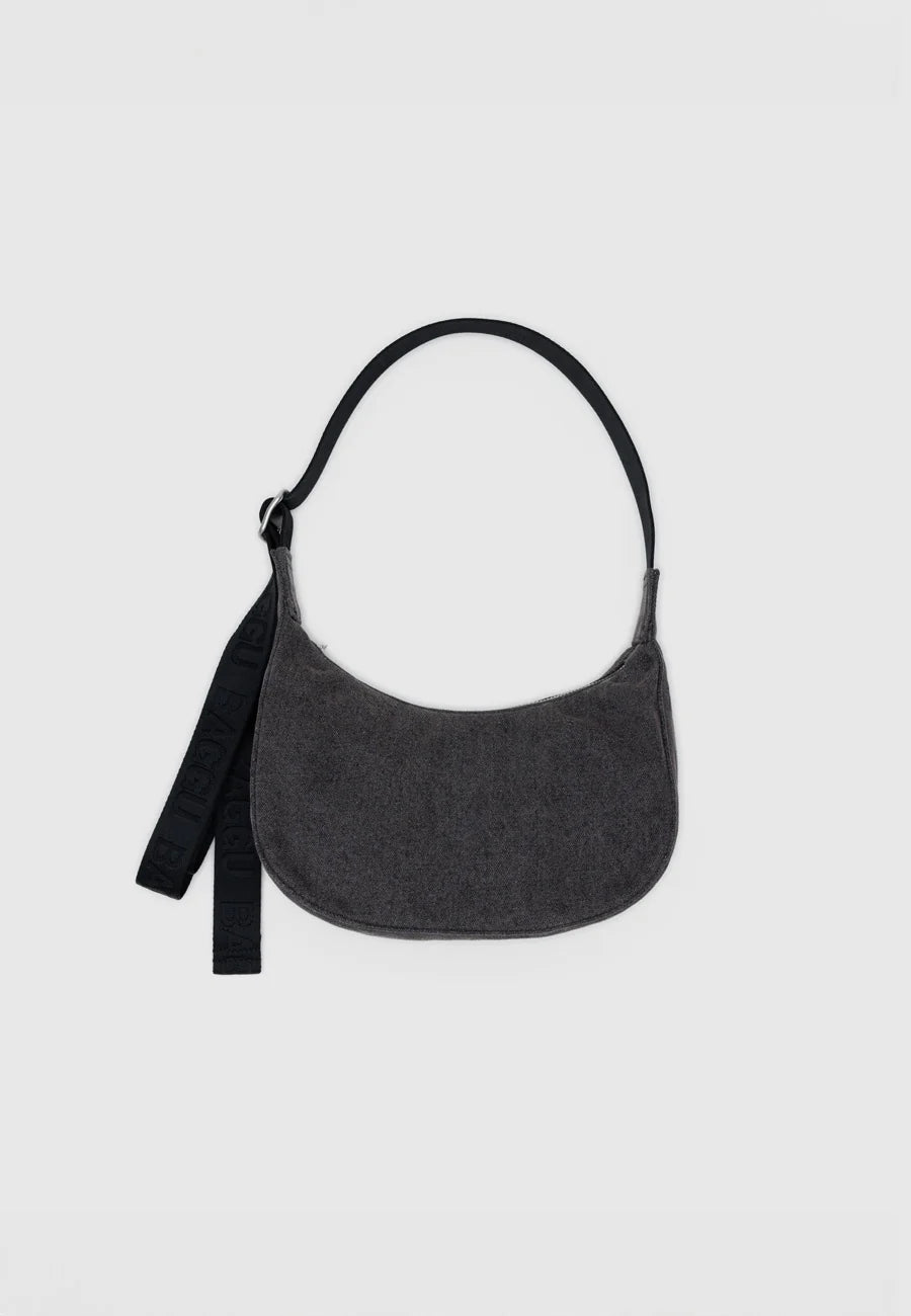 BAGGU // SMALL Nylon Crescent Bag WASHED BLACK DENIM