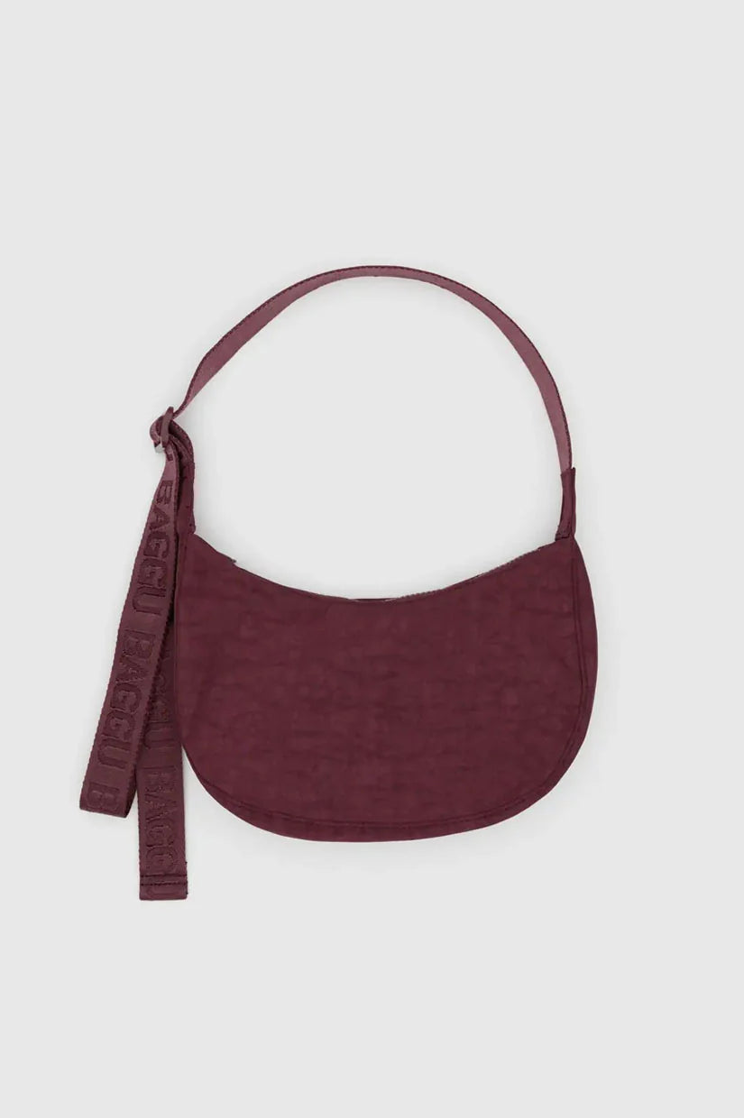 SMALL Nylon Crescent Bag MAHOGONY