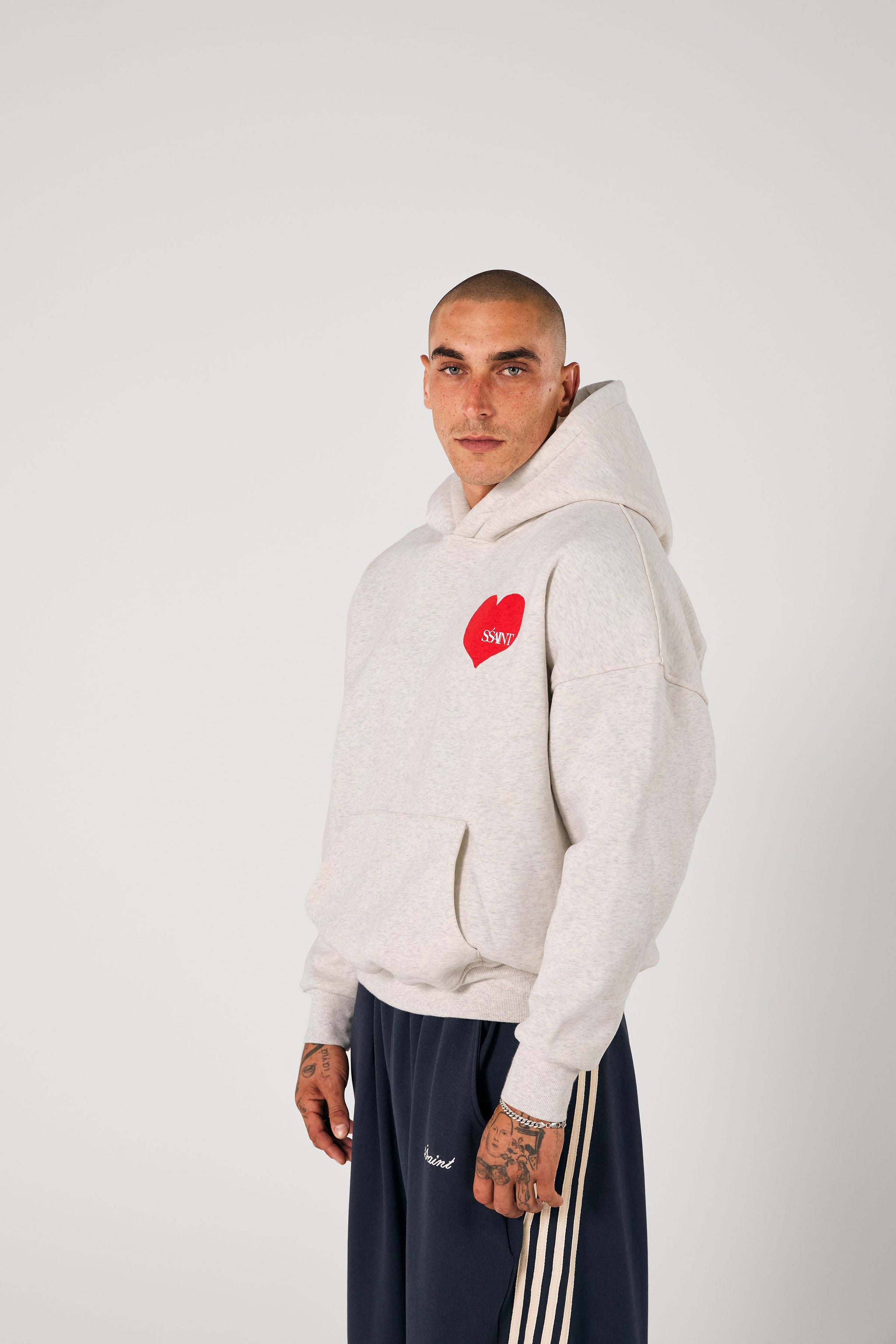 SSAINT // Heart Hoodie RED/GREY