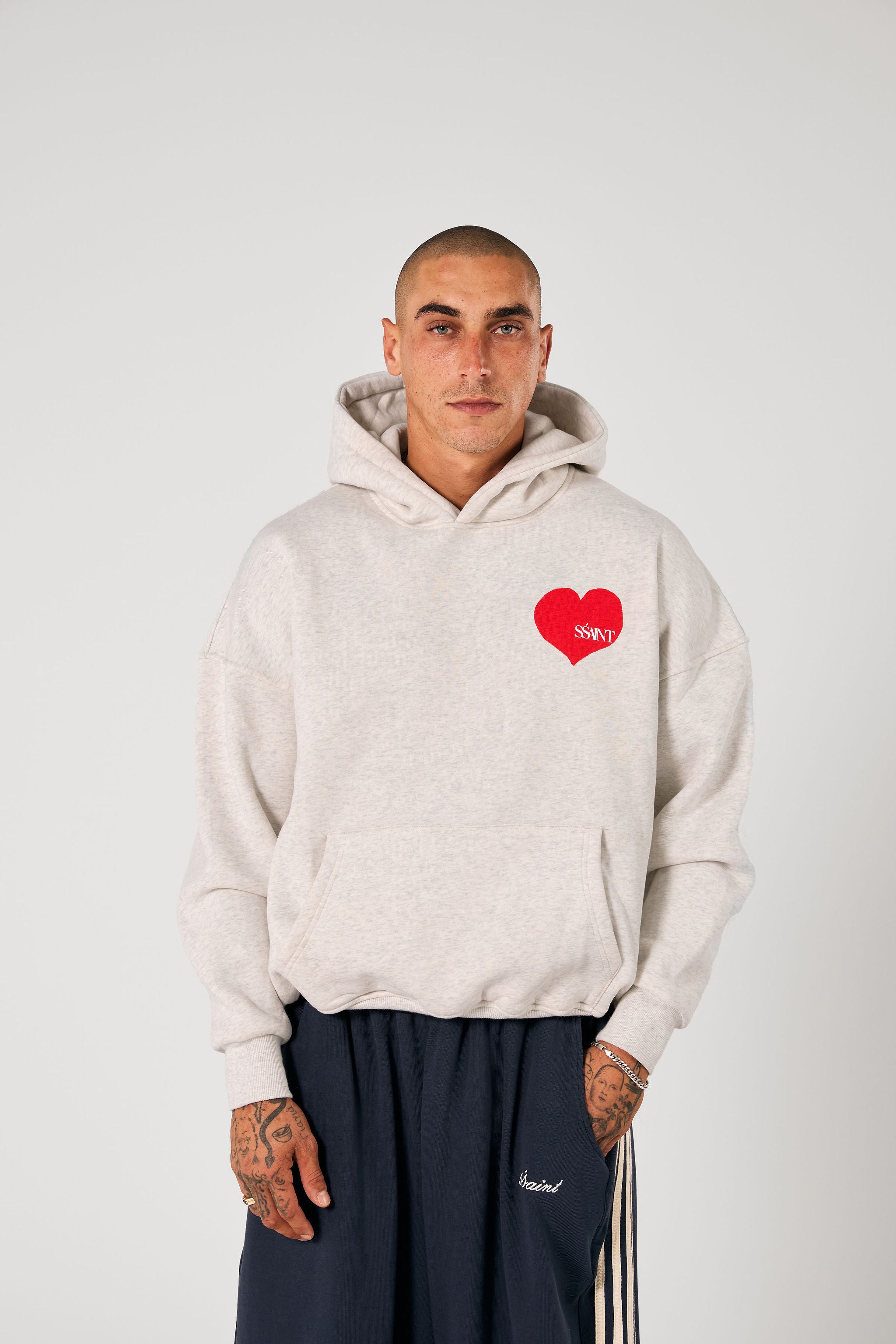 SSAINT // Heart Hoodie RED/GREY