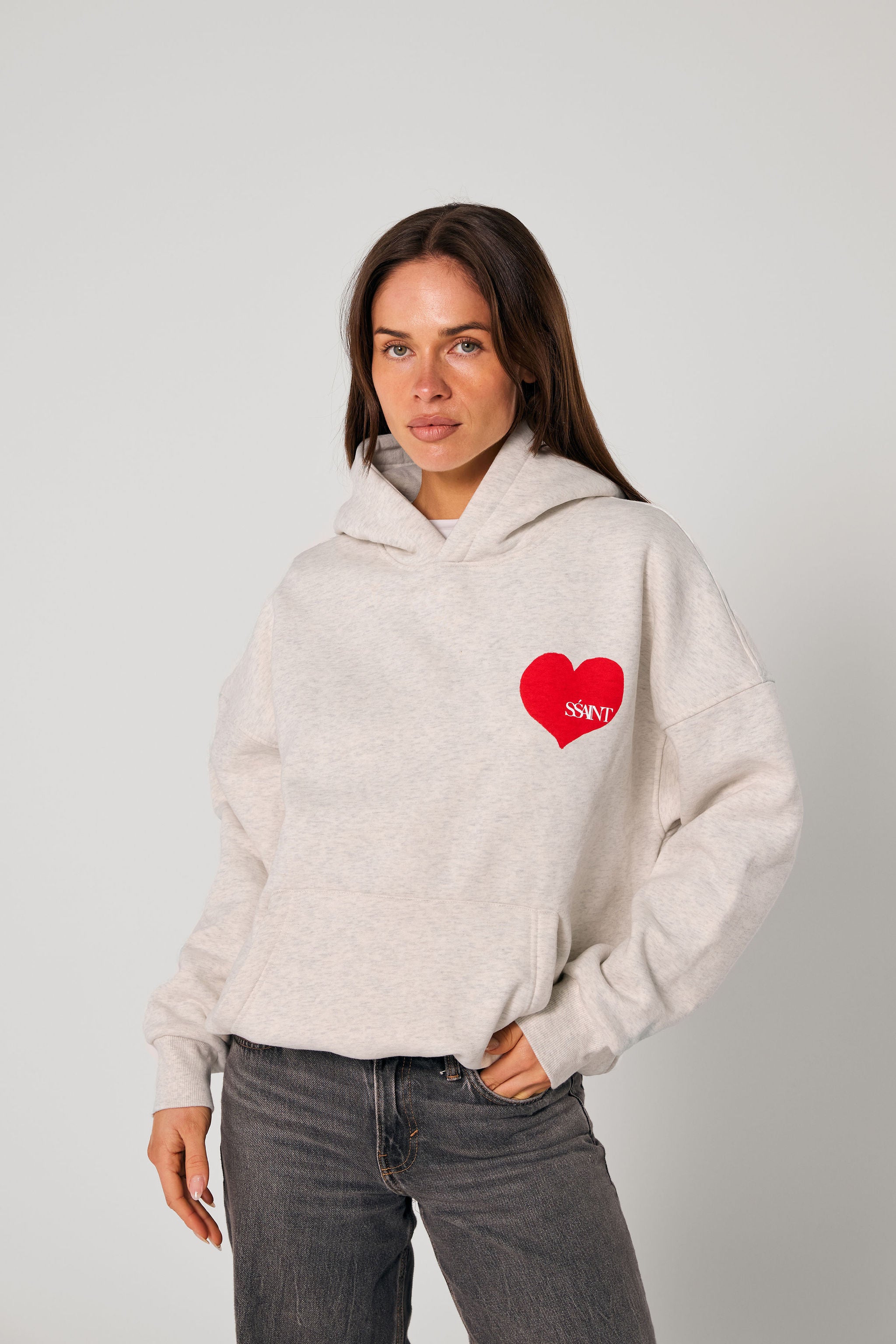 SSAINT // Heart Hoodie RED/GREY