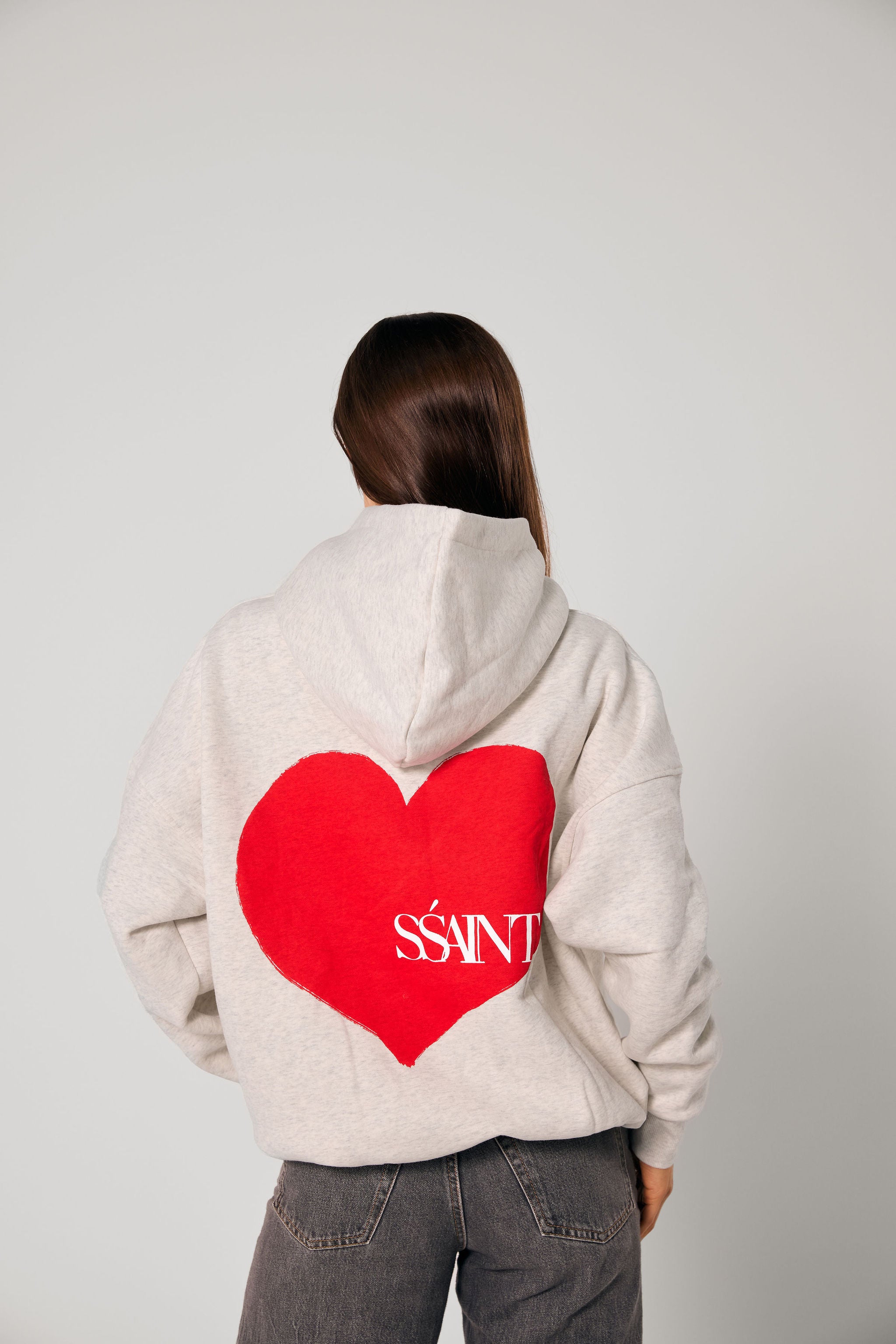 SSAINT // Heart Hoodie RED/GREY
