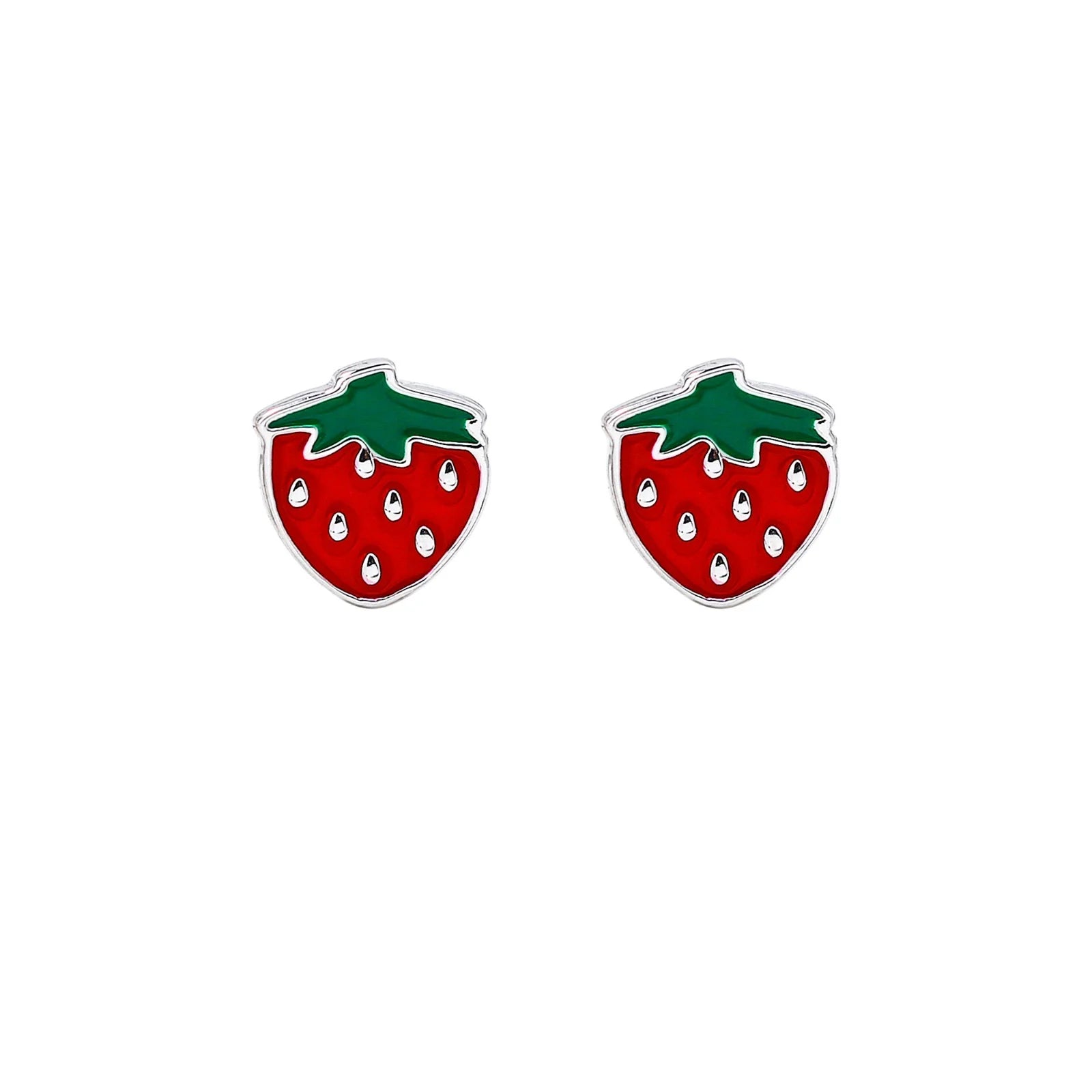 SILVER LININGS // Kids Strawberry Enamel Studs