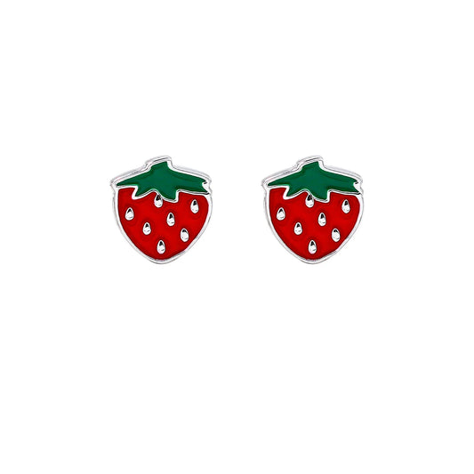 SILVER LININGS // Kids Strawberry Enamel Studs