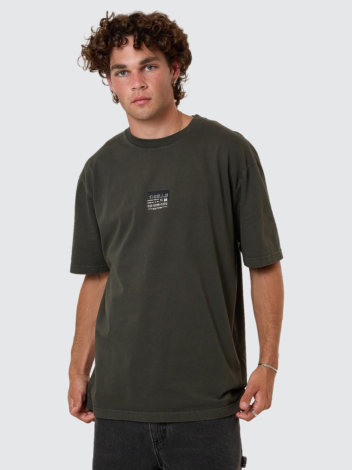 THRILLS // Built To Win OS Fit Tee OIL GREEN