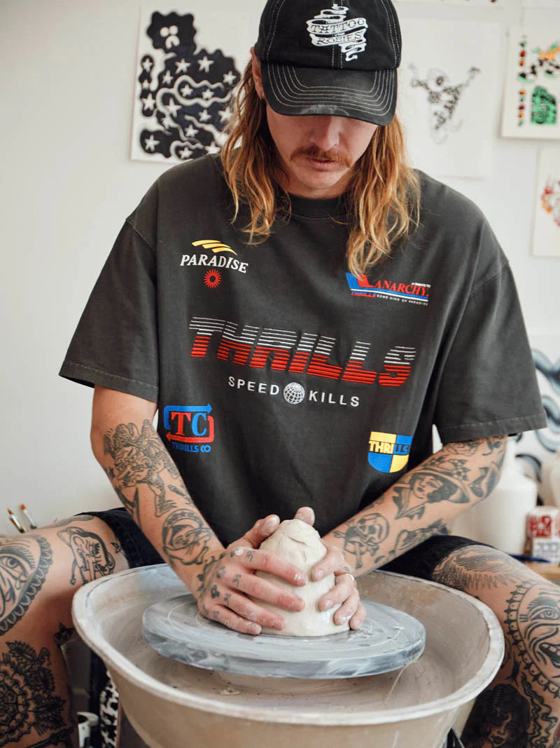 THRILLS // Anarchy In Paradise Box Fit OS Tee BLACK