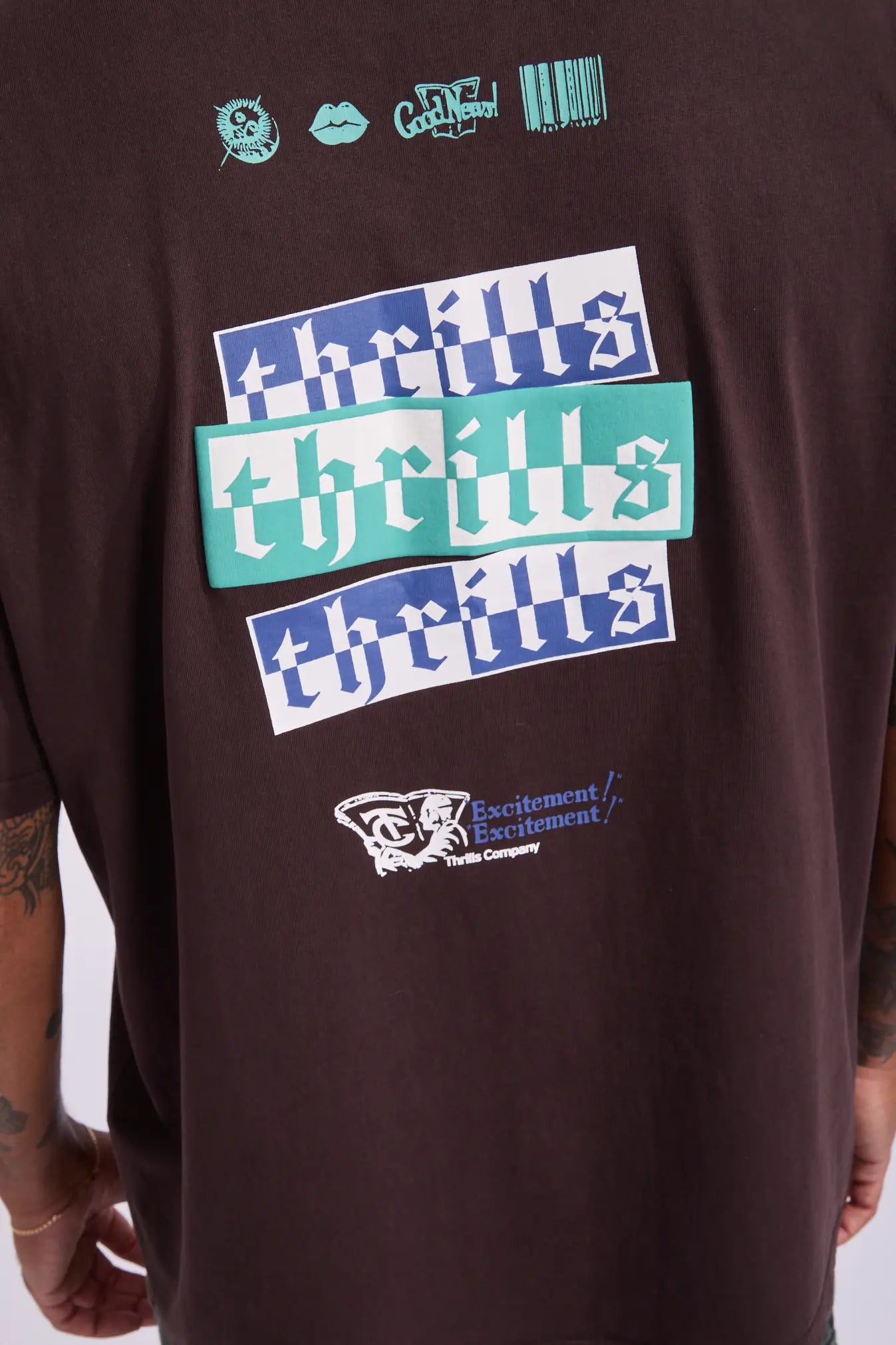 THRILLS // Excitement Box Fit OS Tee BLACK COFFEE