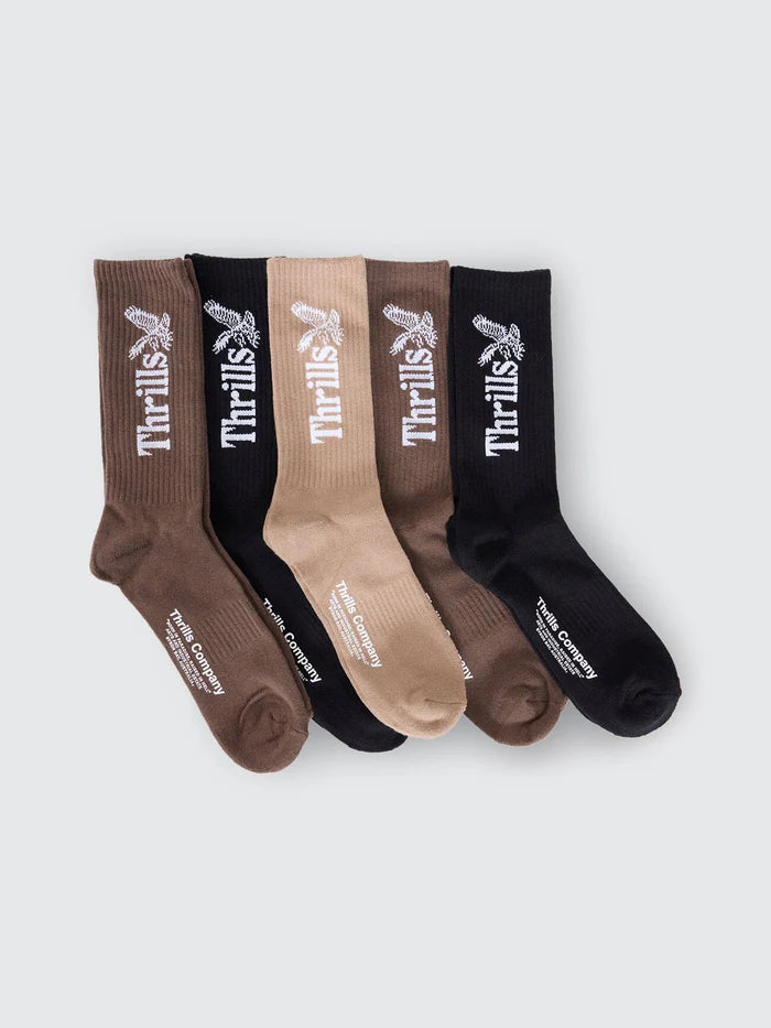 Thrills Workwear 5 Pack Sock DESERT BLACK SILVER