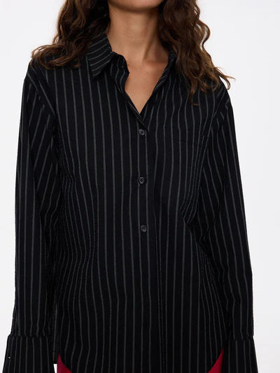 THRILLS // Unwind Stripe OS Shirt BLACK