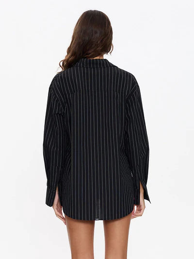 THRILLS // Unwind Stripe OS Shirt BLACK