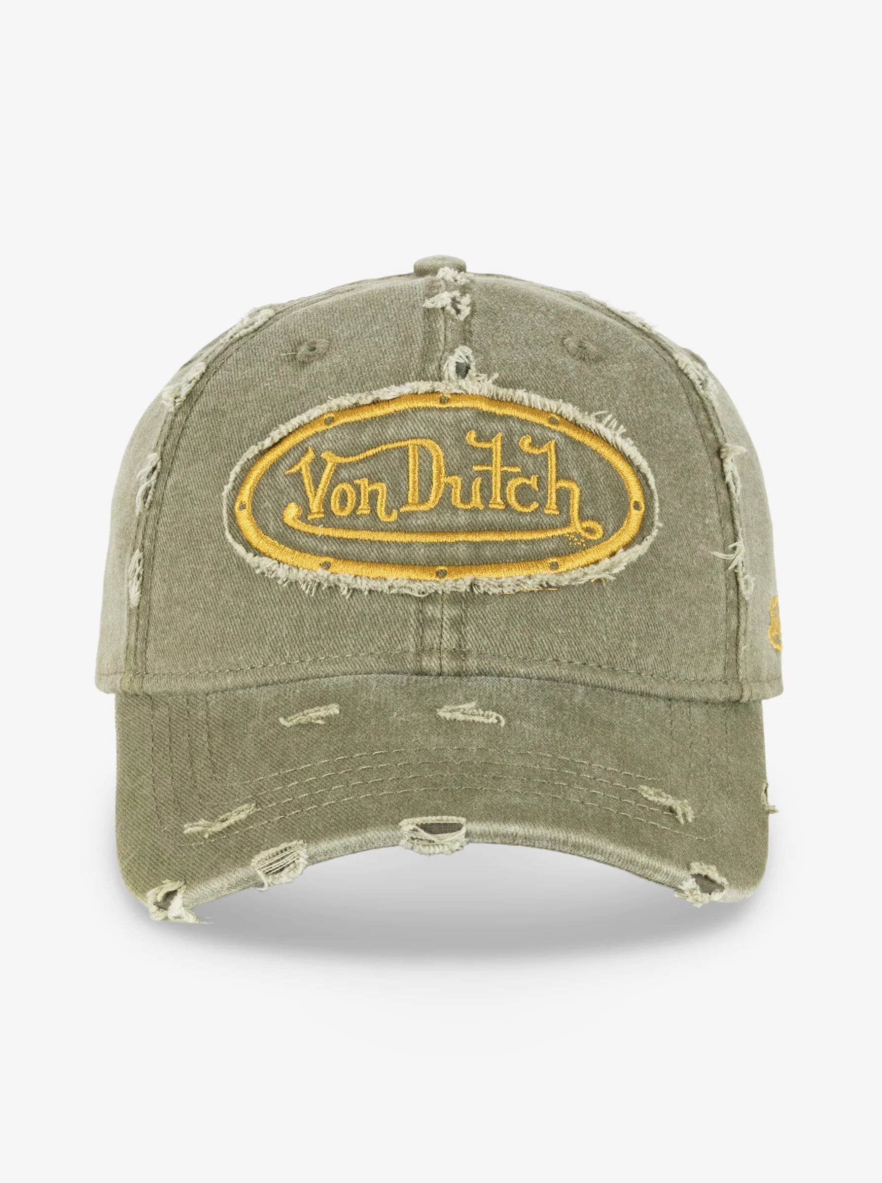 Destroyed Dad Cap OLIVE/MUSTARD