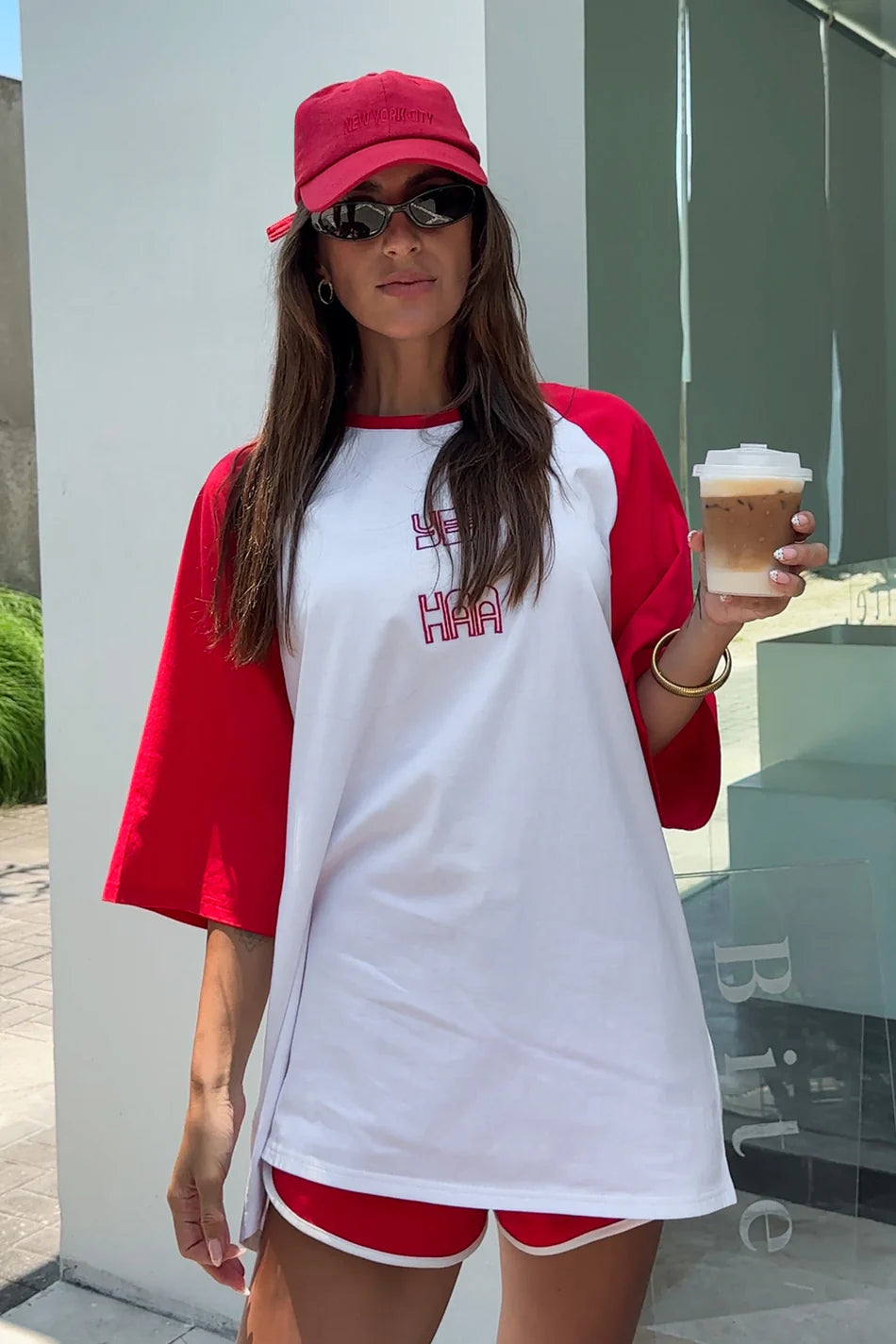 CRACKER DAY CLUB // YEE HAA Raglan Tee RED