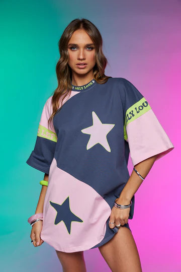 ONLY LOVERS LEFT // Yin Yang Tee Dress CHARCOAL LIME