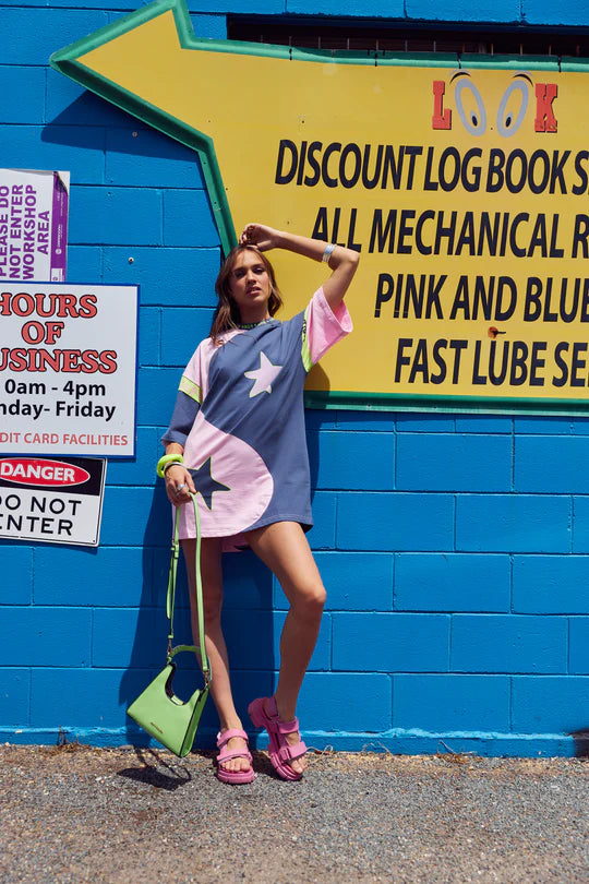 ONLY LOVERS LEFT // Yin Yang Tee Dress CHARCOAL LIME