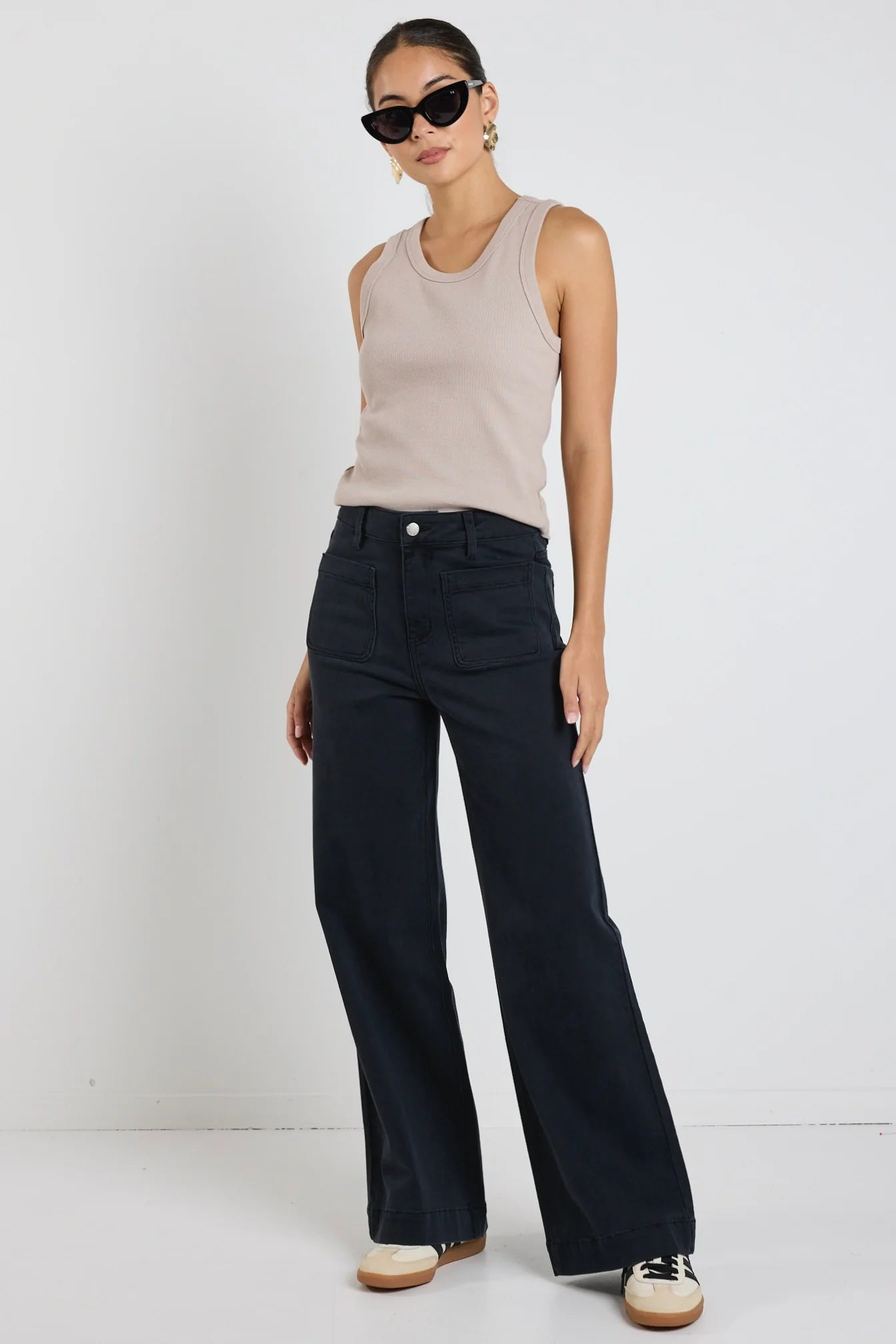 AMONG THE BRAVE // Zoey High Rise Wide Leg Pocket Jean BLACK