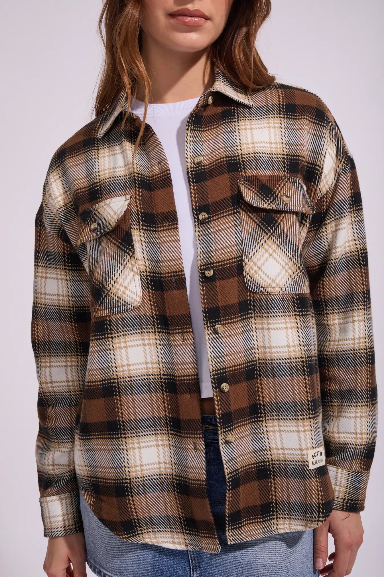 BRIXTON // Bowery Classic Flannel PINECONE/BLACK/SAND