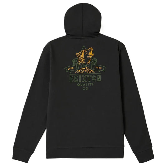 BRIXTON // Roaring Wolf Hoodie WASHED BLACK