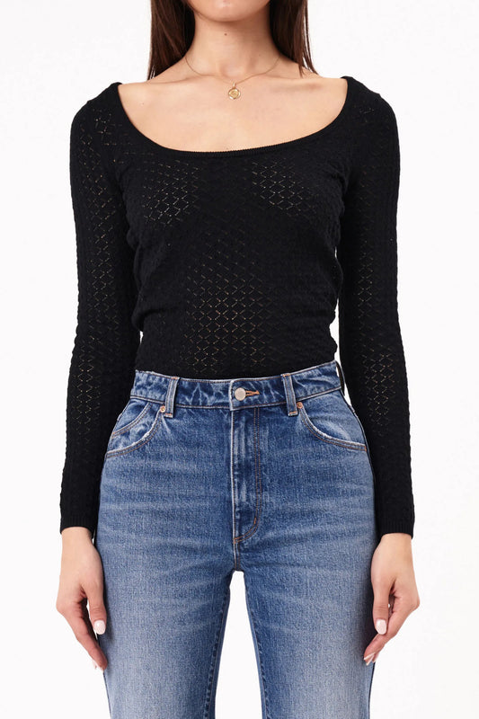 ROLLAS // Diamond Knit Top BLACK