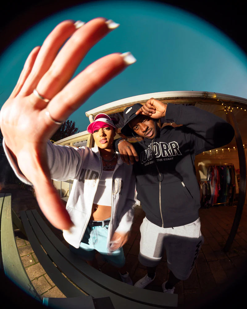 WNDRR // Feud Zip Hood Sweat WHITE MARLE