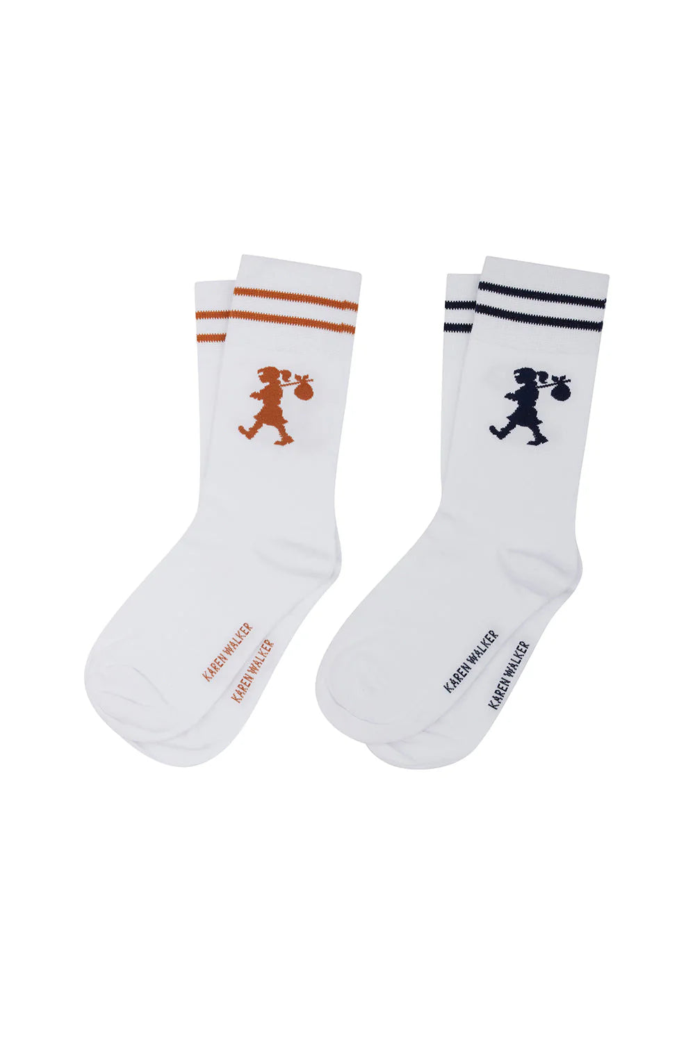 KAREN WALKER // Runaway Girl 2Pack Socks CHESTNUT/NAVY