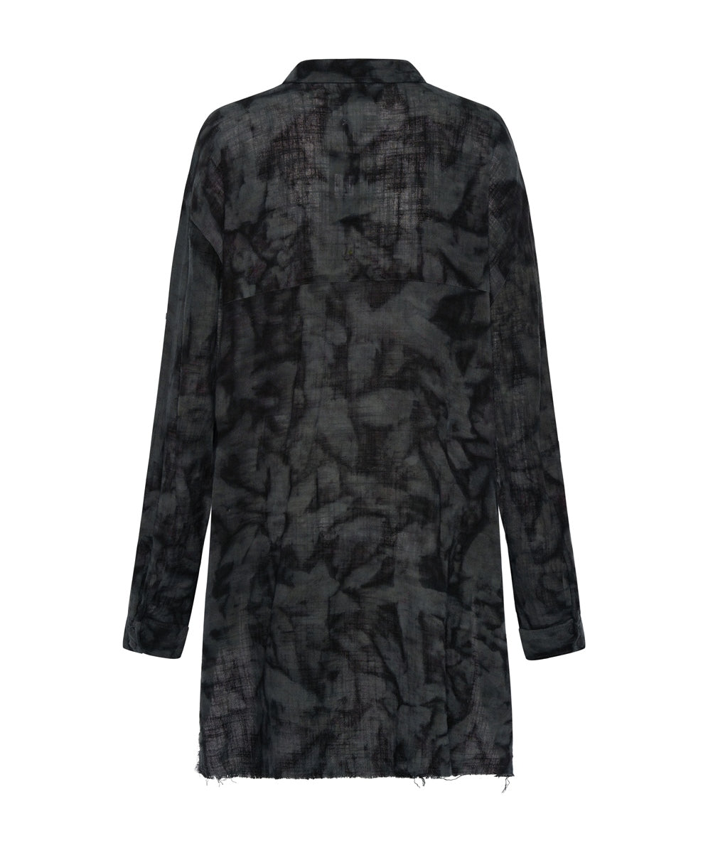 ONE TEASPOON // Resonance Muslin Longline Shirt BLACK INK