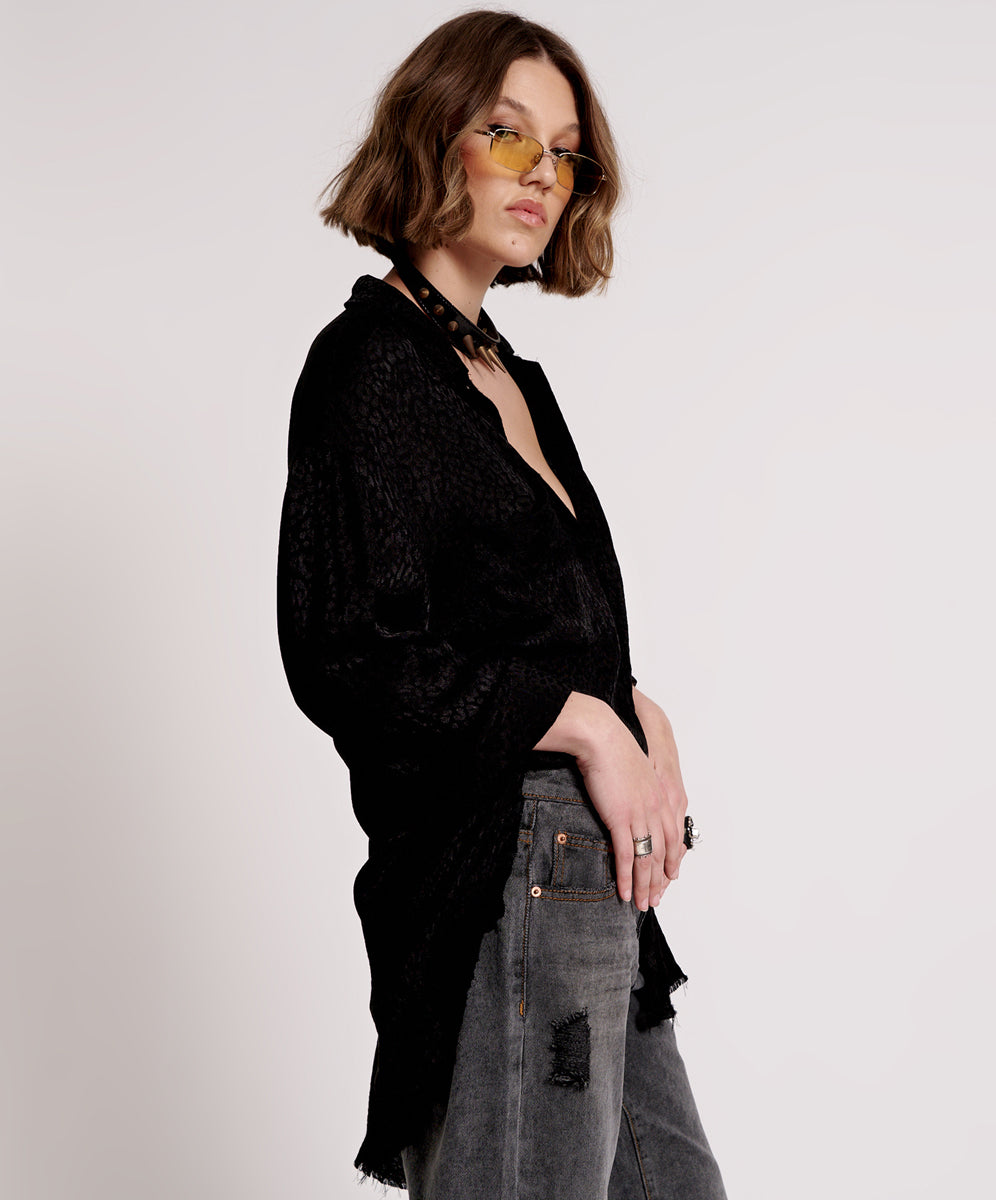 ONE TEASPOON // Dirty Angel Longline Shirt BLACK