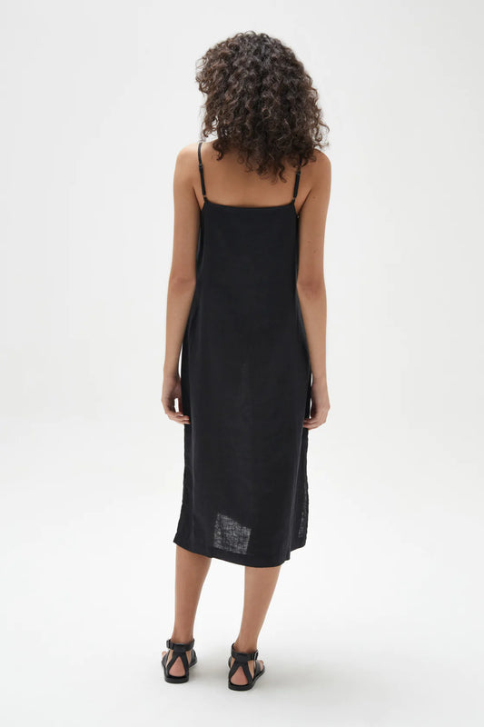 ASSEMBLY LABEL // Linen Slip Dress BLACK