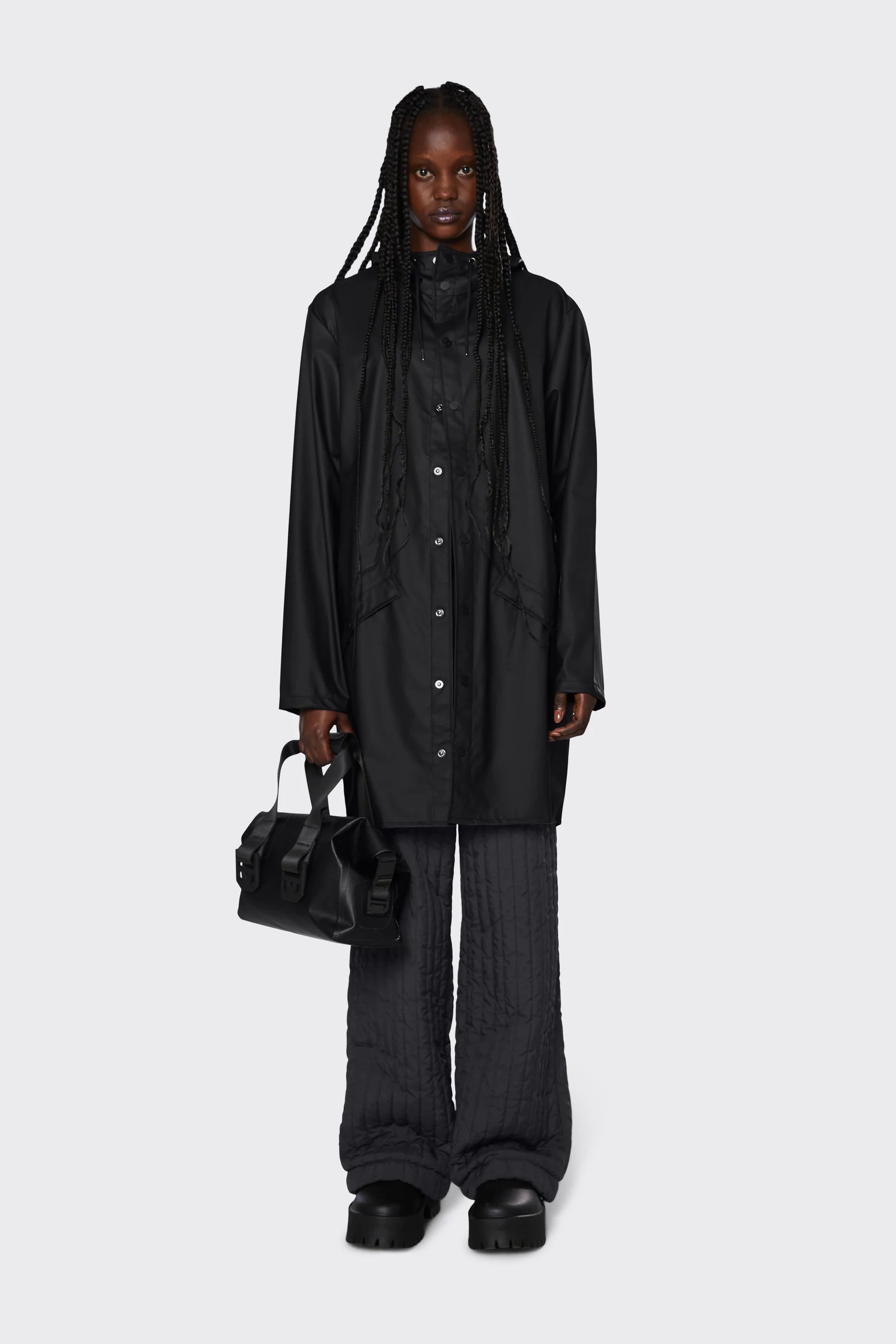 RAINS // UNISEX Long Jacket BLACK