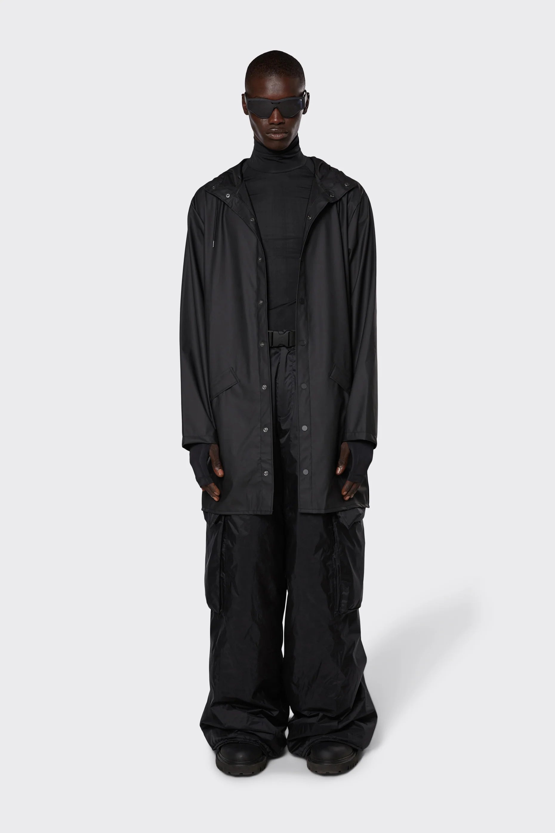 RAINS // UNISEX Long Jacket BLACK