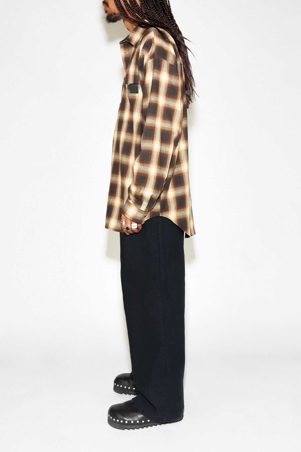 STOLEN GIRLFRIENDS CLUB // Pioneer Plaid Overshirt BROWN/BUTTER