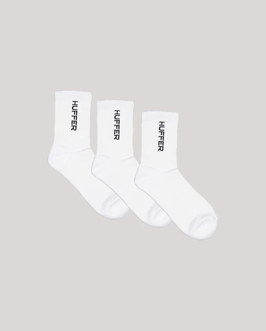 HUFFER // Rib Sock 3 pack WHITE
