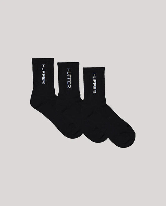 HUFFER // Rib Sock 3 pack BLACK
