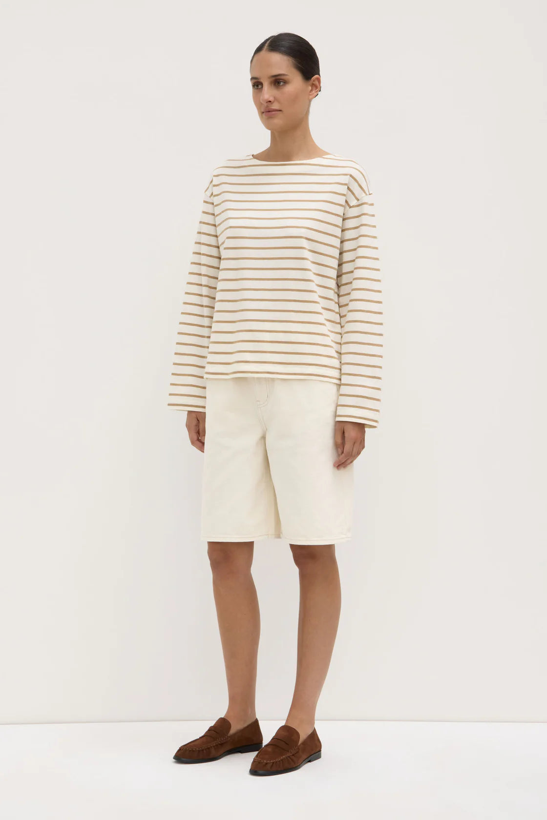 ASSEMBLY LABEL // Bonne Long Sleeve Tee WHITE/TAN