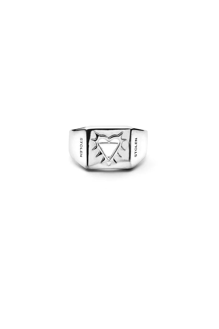SGC // Raised Spiked Heart Signet SILVER