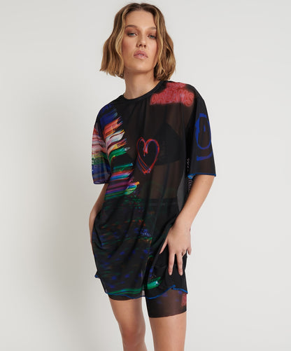 ONE TEASPOON // 99 CENT Dreams Mesh T Dress BLACK